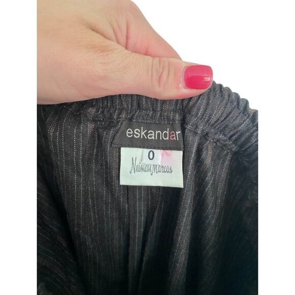 NWT Eskandar 100% Wool Wide Leg Drawstring Pinstripe Pants Trousers O Brown - Picture 6 of 6